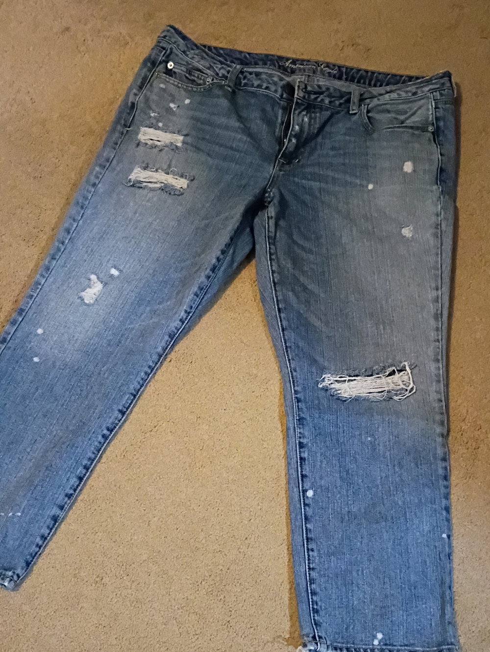 American Eagle Outfitters Distressed Blue Skinny Jeans